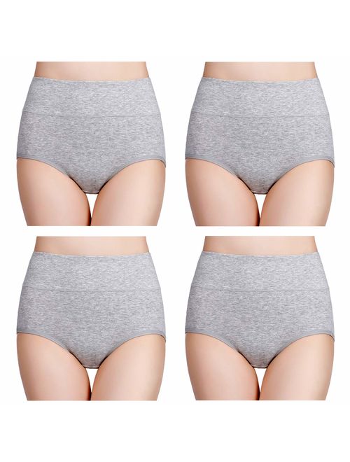 wirarpa Women's High Waisted Cotton Underwear Ladies Soft Full Briefs Panties Multipack