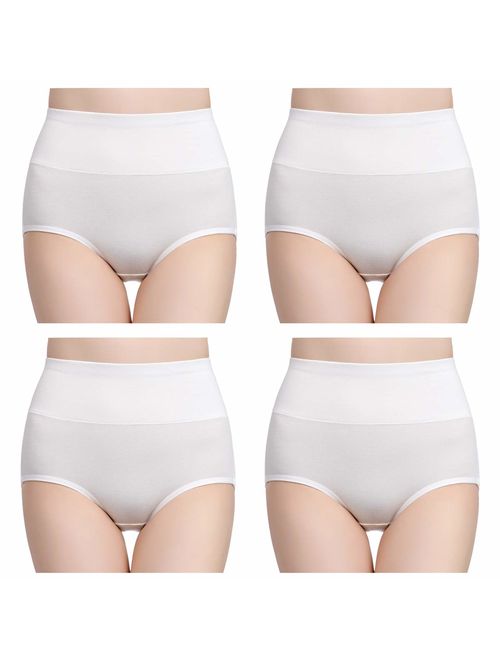 wirarpa Women's High Waisted Cotton Underwear Ladies Soft Full Briefs Panties Multipack