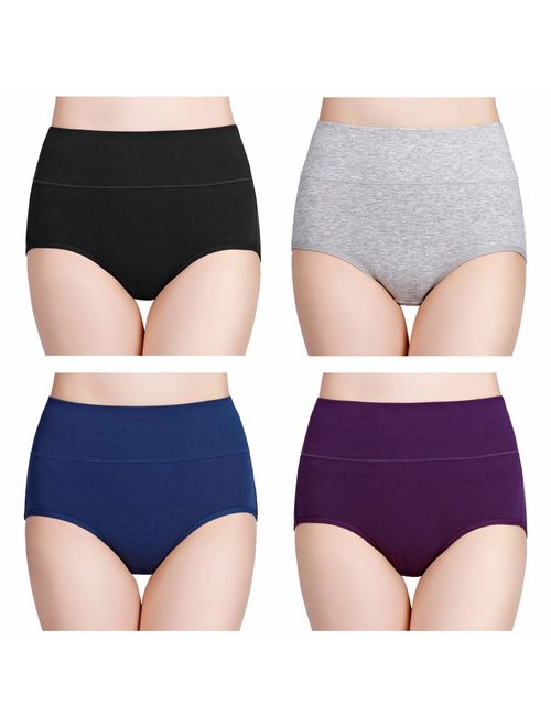 wirarpa Women's High Waisted Cotton Underwear Ladies Soft Full Briefs Panties Multipack