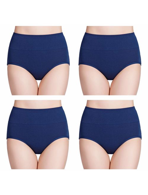 wirarpa Women's High Waisted Cotton Underwear Ladies Soft Full Briefs Panties Multipack