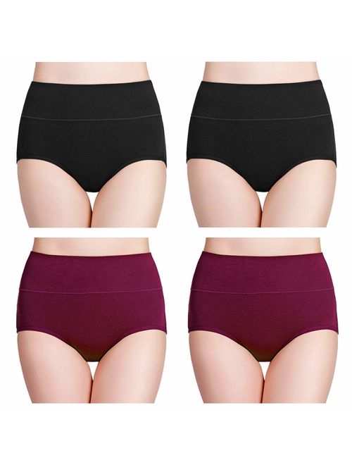 wirarpa Women's High Waisted Cotton Underwear Ladies Soft Full Briefs Panties Multipack