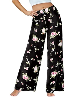 Arolina Women's Stretchy Wide Leg Palazzo Lounge Pants Casual Comfy High Waist Palazzo Pants