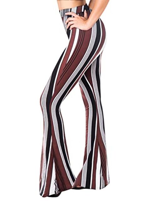 SATINA High Waisted Flare Palazzo Wide Leg Pants | Printed & Solid | Reg & Plus