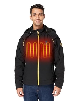 Men's Soft Shell Heated Jacket with Detachable Hood and Battery Pack