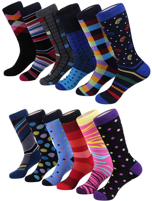 Buy Marino Men's Dress Socks - Colorful Funky Socks for Men - Cotton ...