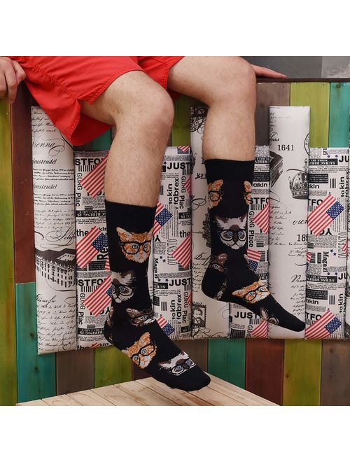 Funny Mens Colorful Dress Socks - HSELL Fun Novelty Patterned Crazy Design Socks