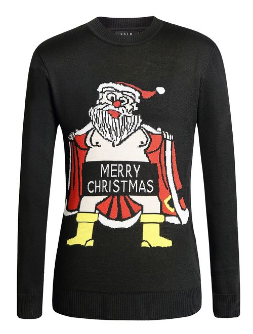 SSLR Men's Crew Neck Pullover Ugly Christmas Sweater