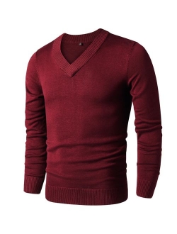 LTIFONE Sweaters for Men,V Neck Slim Comfortably,Knitted Long Sleeve