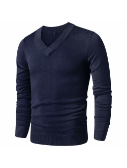 LTIFONE Sweaters for Men,V Neck Slim Comfortably,Knitted Long Sleeve