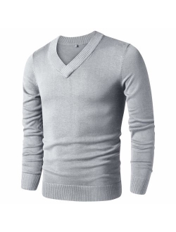 LTIFONE Sweaters for Men,V Neck Slim Comfortably,Knitted Long Sleeve