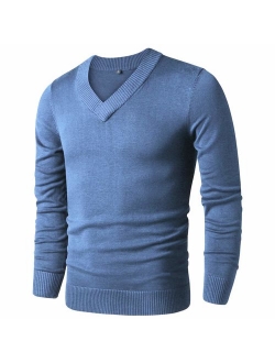 LTIFONE Sweaters for Men,V Neck Slim Comfortably,Knitted Long Sleeve