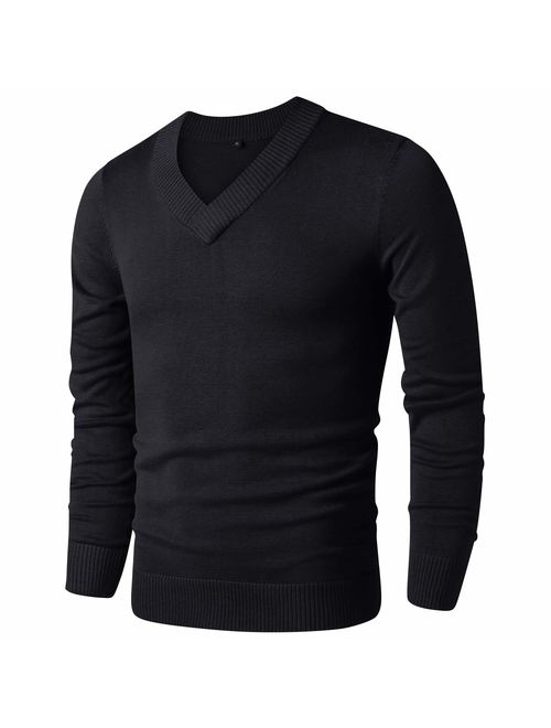 LTIFONE Sweaters for Men,V Neck Slim Comfortably,Knitted Long Sleeve