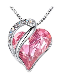 Leafael Heart Rhinestone Pendant Necklace