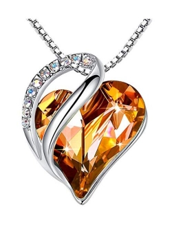 Leafael Heart Rhinestone Pendant Necklace