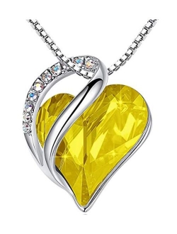 Leafael Heart Rhinestone Pendant Necklace