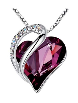 Leafael Heart Rhinestone Pendant Necklace