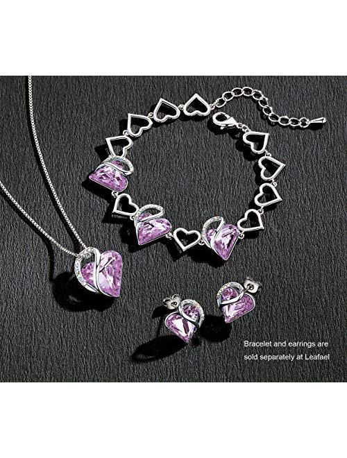 Leafael Heart Rhinestone Pendant Necklace