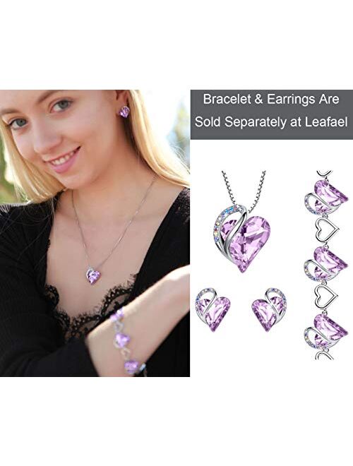 Leafael Heart Rhinestone Pendant Necklace