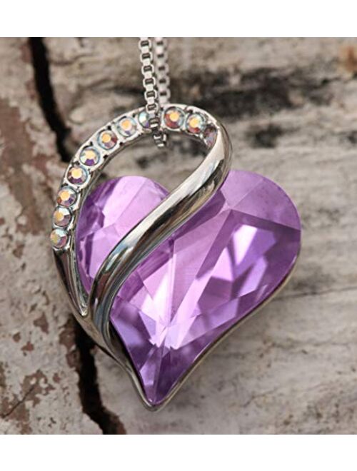 Leafael Heart Rhinestone Pendant Necklace