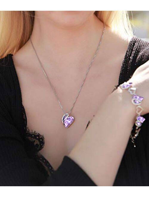 Leafael Heart Rhinestone Pendant Necklace