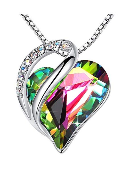 Leafael Heart Rhinestone Pendant Necklace