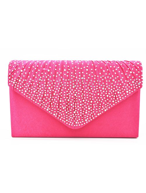 Nodykka Women Evening Envelope Handbag Party Bridal Clutch Purse Shoulder Cross Body Bag