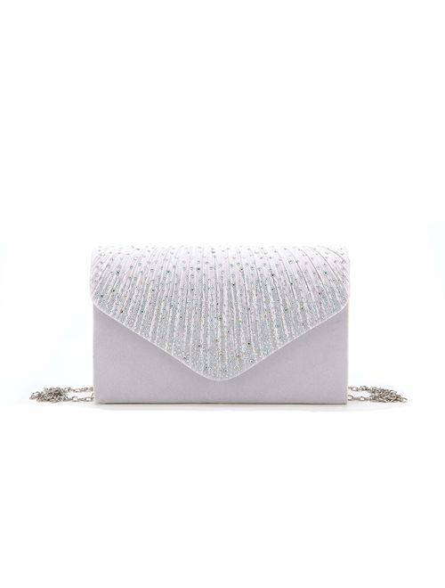 Nodykka Women Evening Envelope Handbag Party Bridal Clutch Purse Shoulder Cross Body Bag