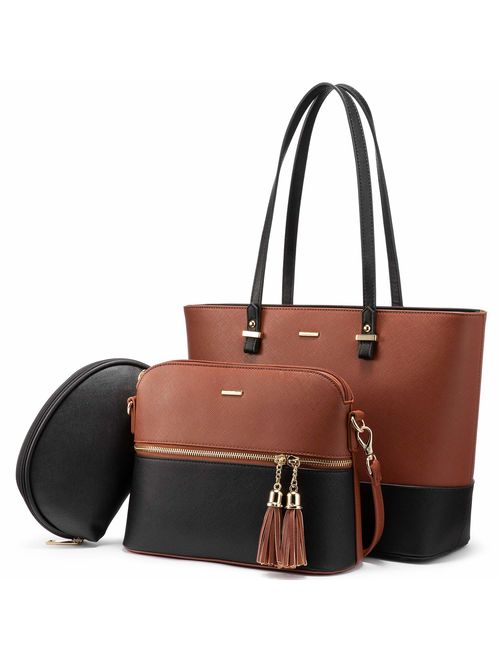 Lovevook Handbags for Women Shoulder Bags Tote Satchel Hobo 3pcs Purse Set