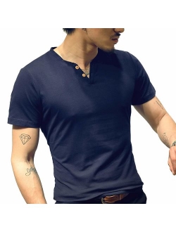 LOGEEYAR Mens Fashion Short-Sleeve Slim Fit Pique Polo Shirt Cotton Clothes Henley T-Shirts