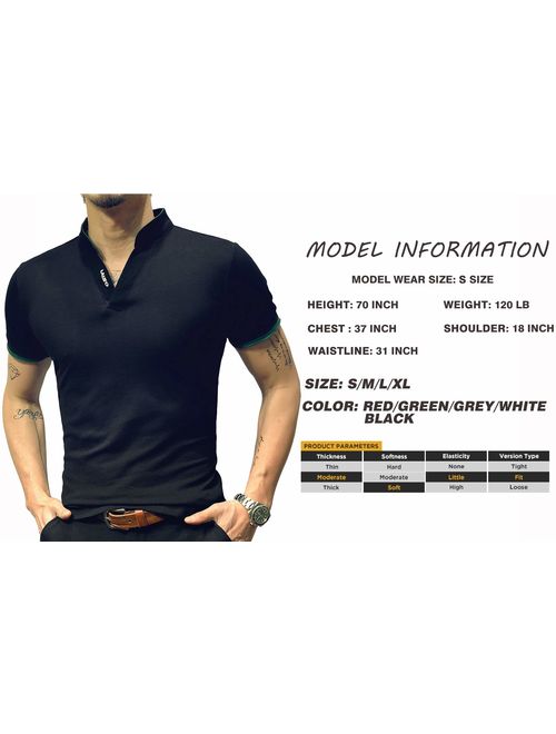 LOGEEYAR Mens Fashion Short-Sleeve Slim Fit Pique Polo Shirt Cotton Clothes Henley T-Shirts