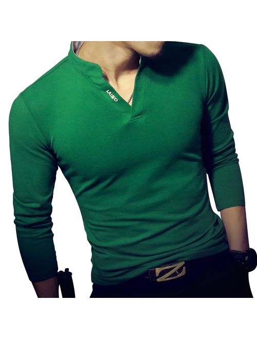 LOGEEYAR Mens Fashion Short-Sleeve Slim Fit Pique Polo Shirt Cotton Clothes Henley T-Shirts