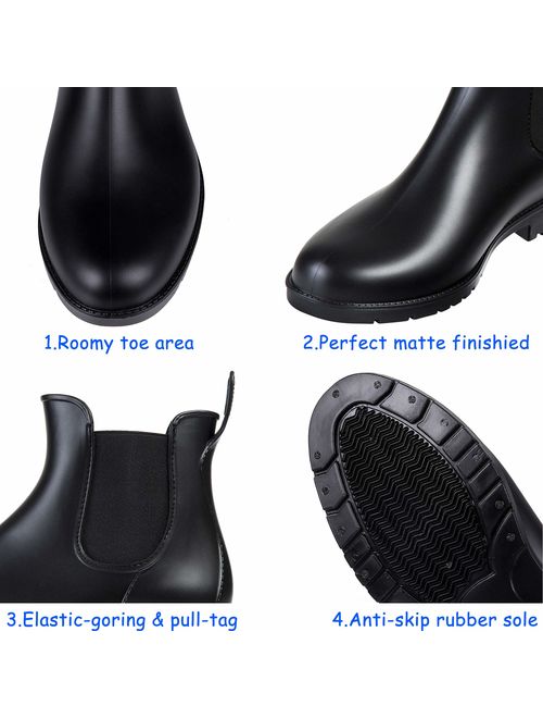 asgard women's short rain boots waterproof slip on ankle chelsea booties