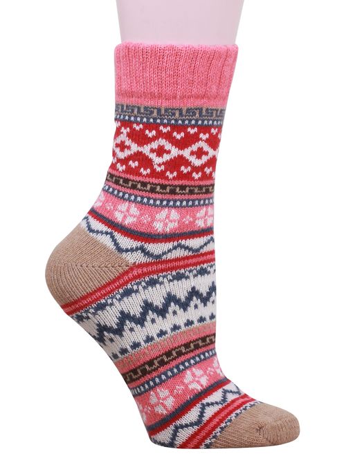 Buttons & Pleats Womens Knit Warm Wool Socks 5 Pairs