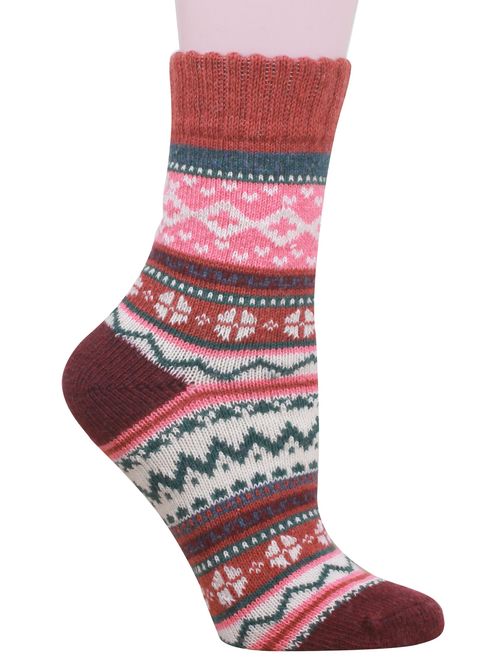 Buttons & Pleats Womens Knit Warm Wool Socks 5 Pairs