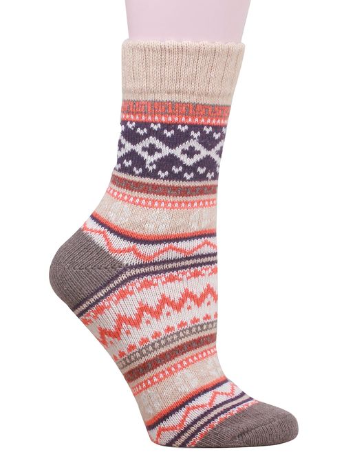 Buttons & Pleats Womens Knit Warm Wool Socks 5 Pairs