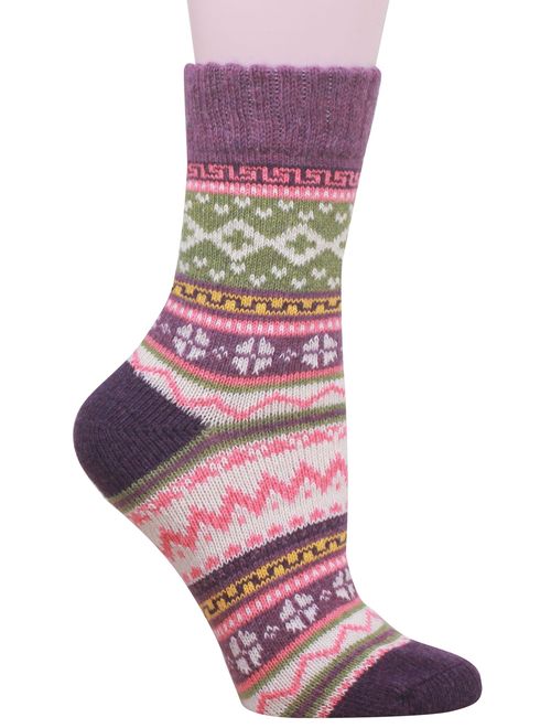 Buttons & Pleats Womens Knit Warm Wool Socks 5 Pairs