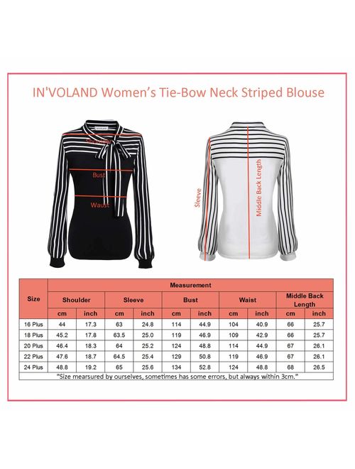 Plus Size Blouses for Women Tie-Bow Neck Striped Blouse Long Sleeve Shirt Splicing Office Work Shirts Tops