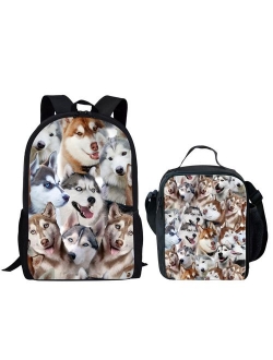 HUGS IDEA Cute Dog Printing Children Bookbag Animal Kids Backpack Back to School