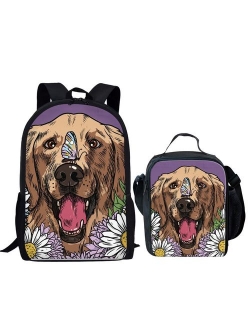 HUGS IDEA Cute Dog Printing Children Bookbag Animal Kids Backpack Back to School