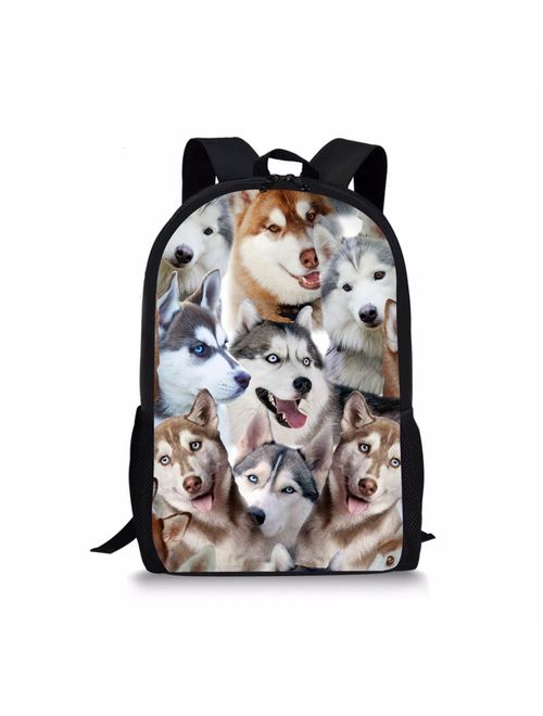 HUGS IDEA Cute Dog Printing Children Bookbag Animal Kids Backpack Back to School