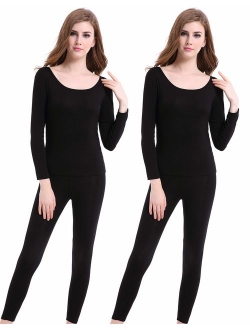 Thermal Underwear Women Long - Scoop Neck Ultra - Thin Johns Set Top & Bottom