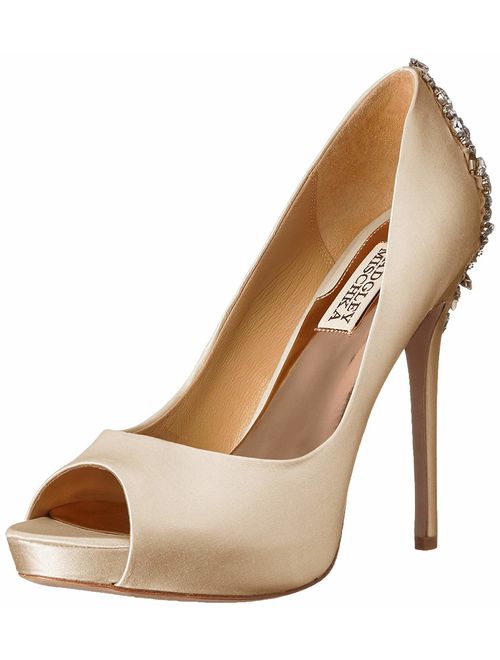 Badgley Mischka Kiara Embellished Peep-Toe Evening Pumps