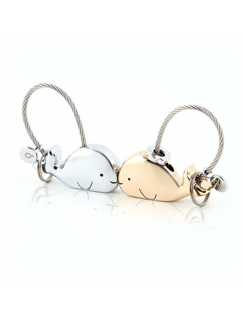 MILESI Sweet Kissing One Pair of Whale Couple Keychain Valentine's Day Gift Christmas Present