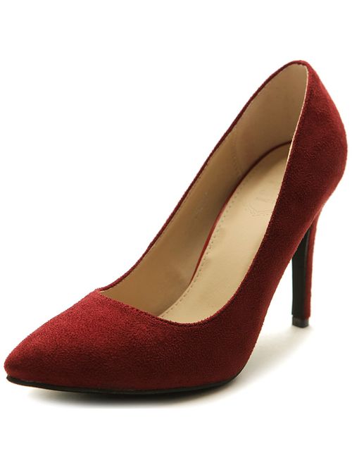 Ollio Women's Faux Suede Point Toe Shoe High Heel Multi Color Pump