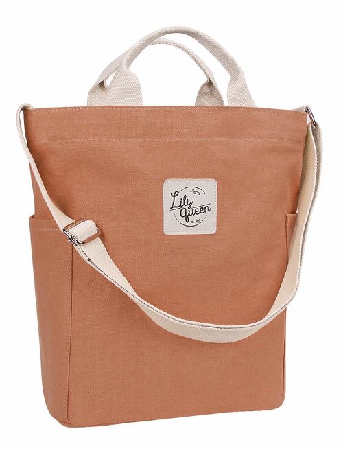 Lily Queen Women Canvas Tote Handbags Casual Shoulder Work Bag Crossbody