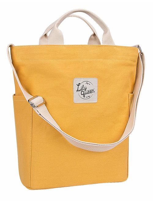 Lily Queen Women Canvas Tote Handbags Casual Shoulder Work Bag Crossbody