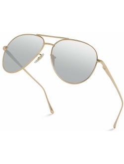 Aviator Full Silver Mirror Metal Frame Sunglasses