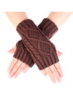 NOVAWO Women's Hand Crochet Winter Warm Fingerless Arm Warmers Gloves