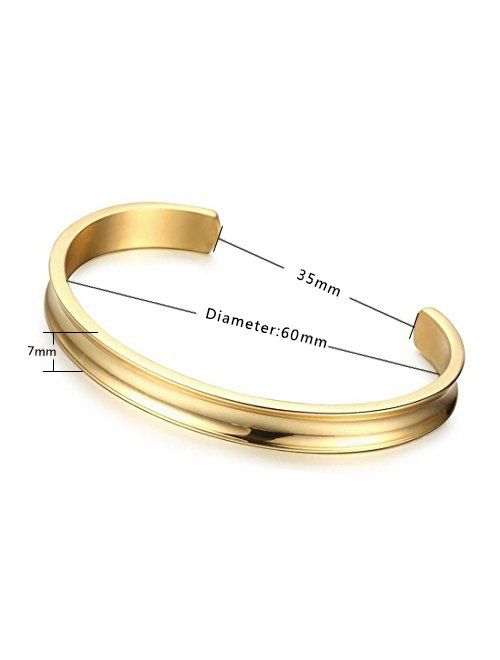 Zuo Bao Stainless Steel Bracelet Grooved Cuff Bangle for Women Girls