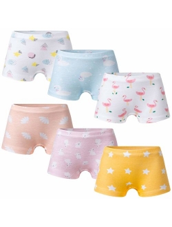 Growth Pal Girls' Panties Boyshort Briefs 6 Pack Soft 100% Cotton Underwear Toddler Undies